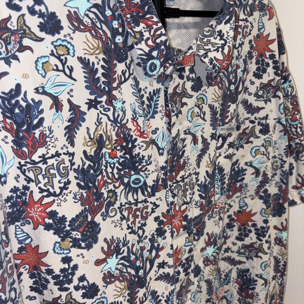 Columbia PFG Men's USA Fish Vented Short Sleeve Shirt Size XXL Multicolor - Picture 3 of 7